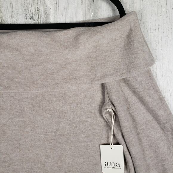NWT ANA A New Approach Oatmeal Heather Drape Collar Knit Top Women's Size Medium - Picture 2 of 14